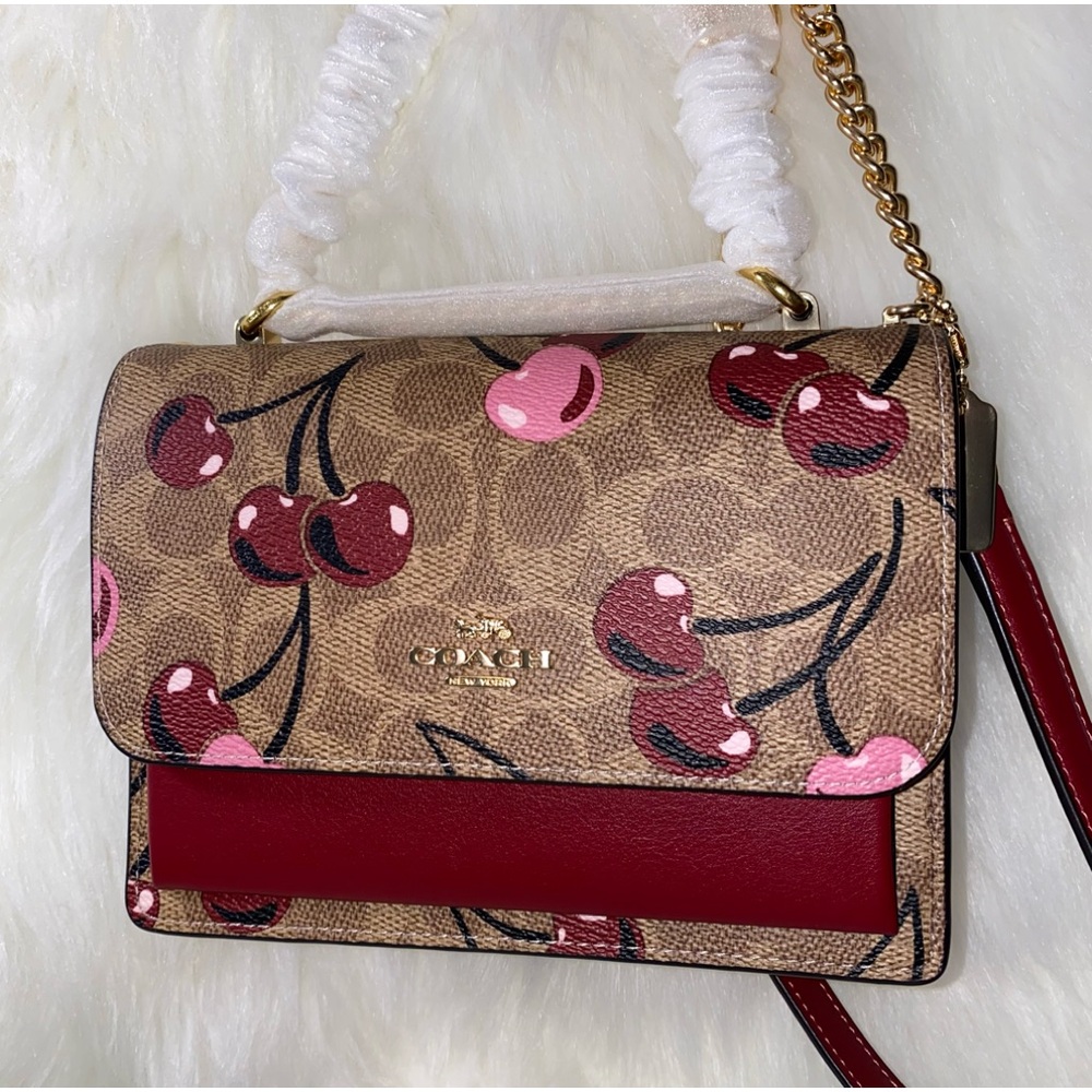 Coach Cherry 🍒 print signature Klare mini purse New - Picture 2 of 15